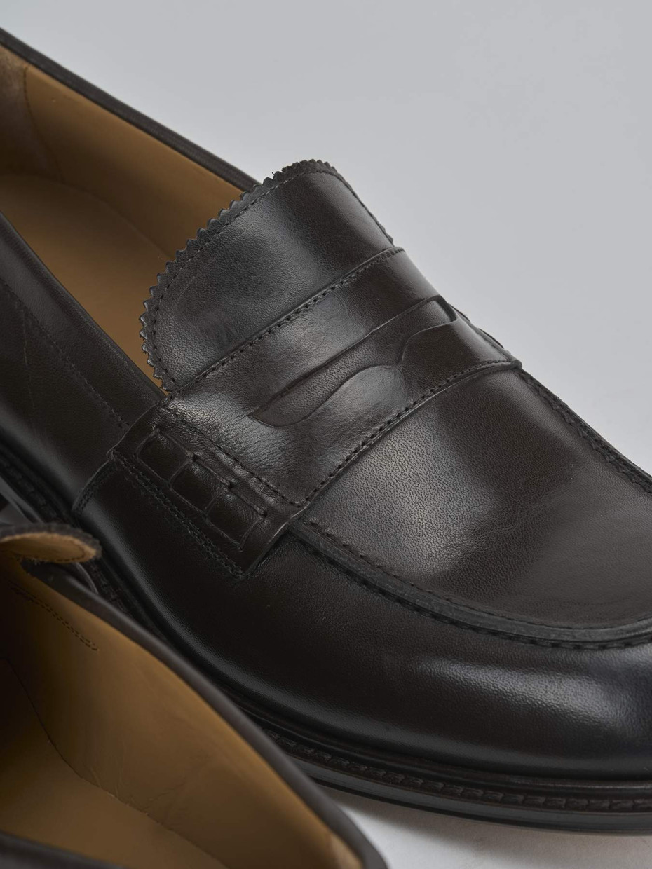 Loafers heel 1 cm dark brown leather