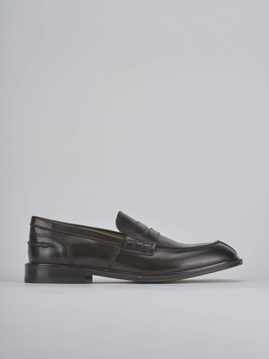 Loafers heel 1 cm dark brown leather
