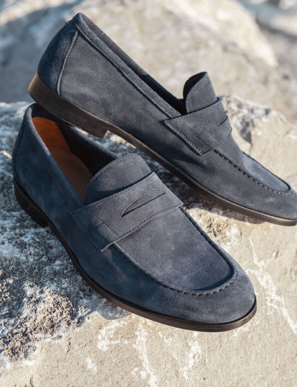 Mocasines azul ante