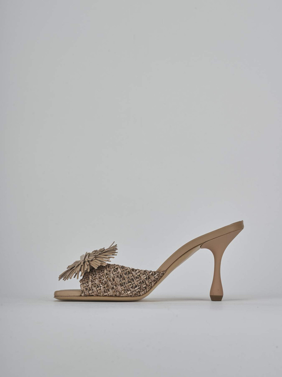 Mules tacón 8 cm marrón cuero