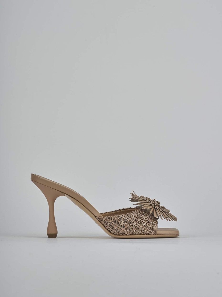 Mules tacón 8 cm marrón cuero