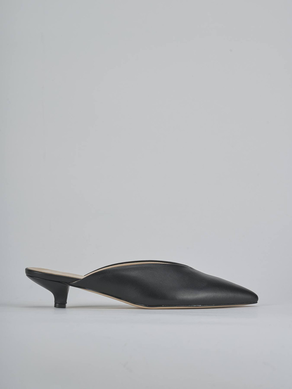 Sabot heel 4 cm black leather