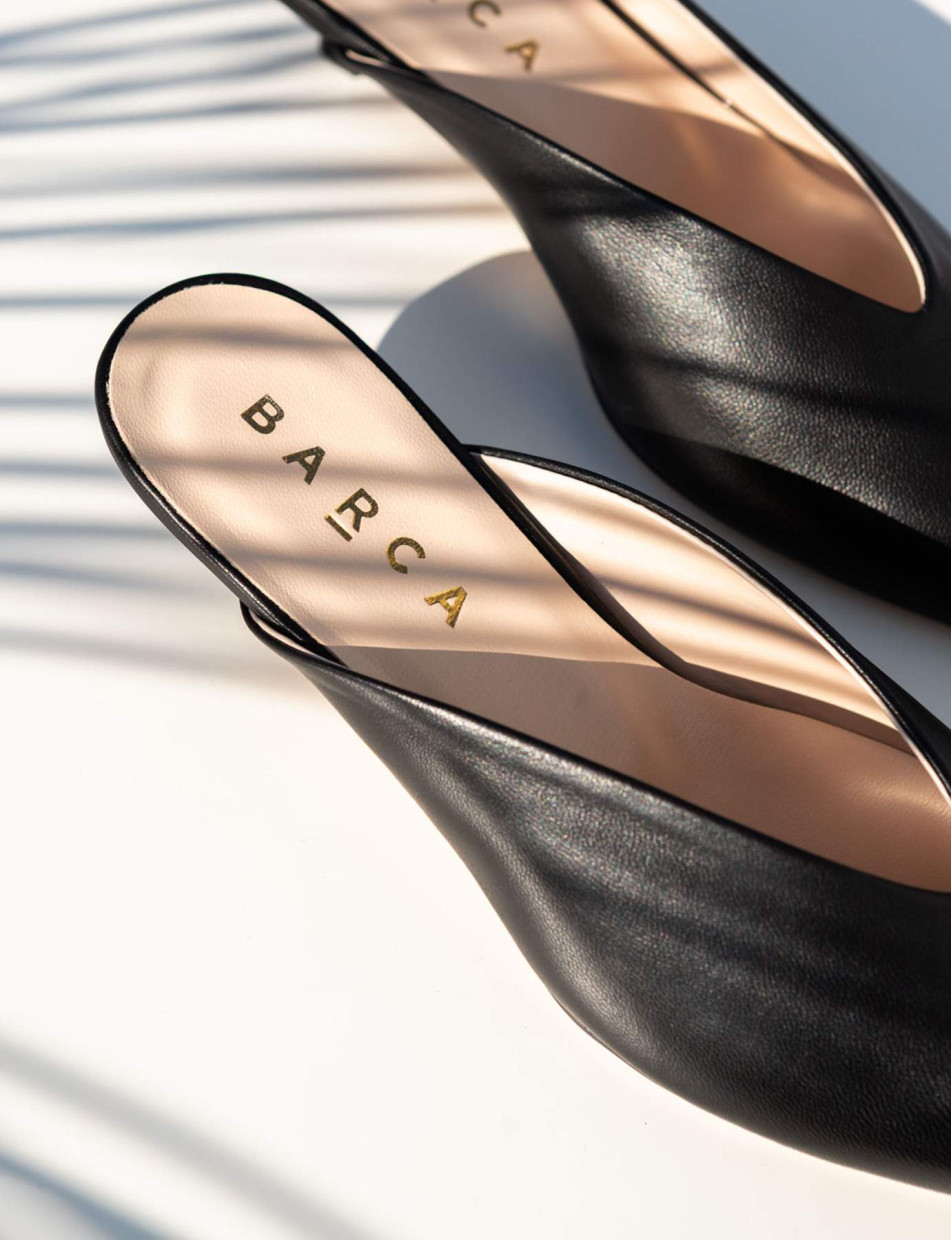 Sabot heel 4 cm black leather