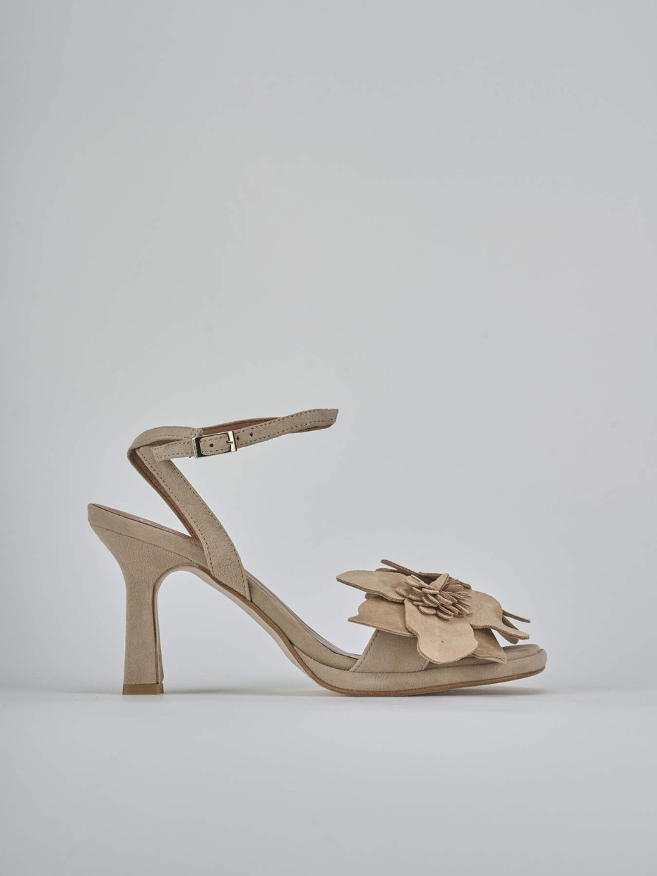 Sandalias de tacón alto tacón 9 cm beis ante