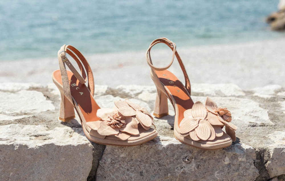 Sandalias de tacón alto tacón 9 cm beis ante