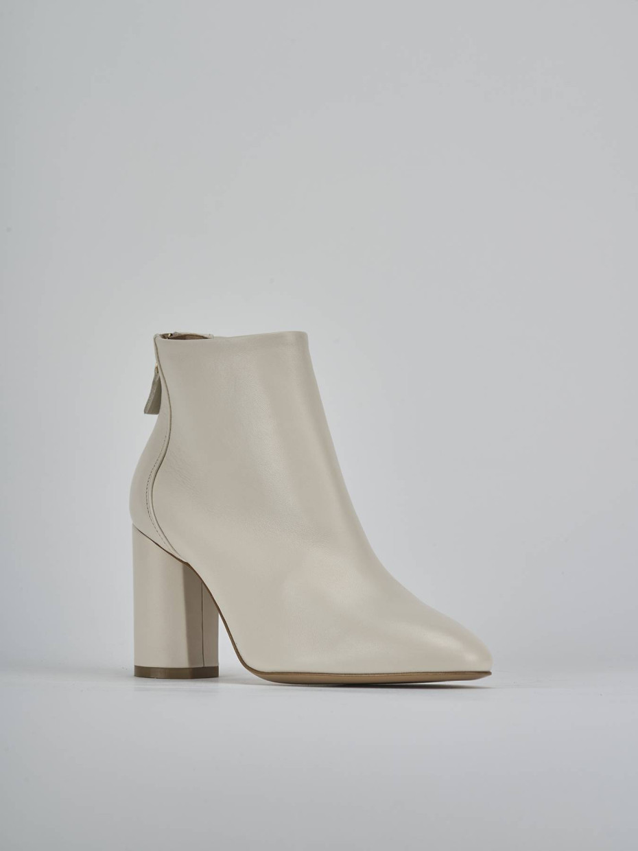 Botines de tacón alto tacón 9 cm beis cuero