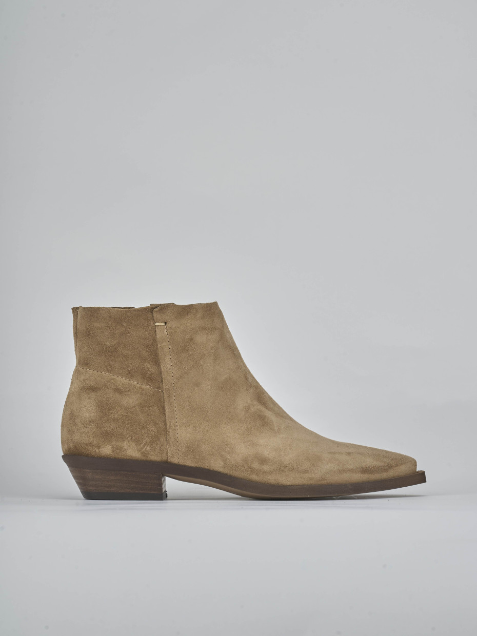 Botines de tacón bajo tacón 3 cm marrón ante