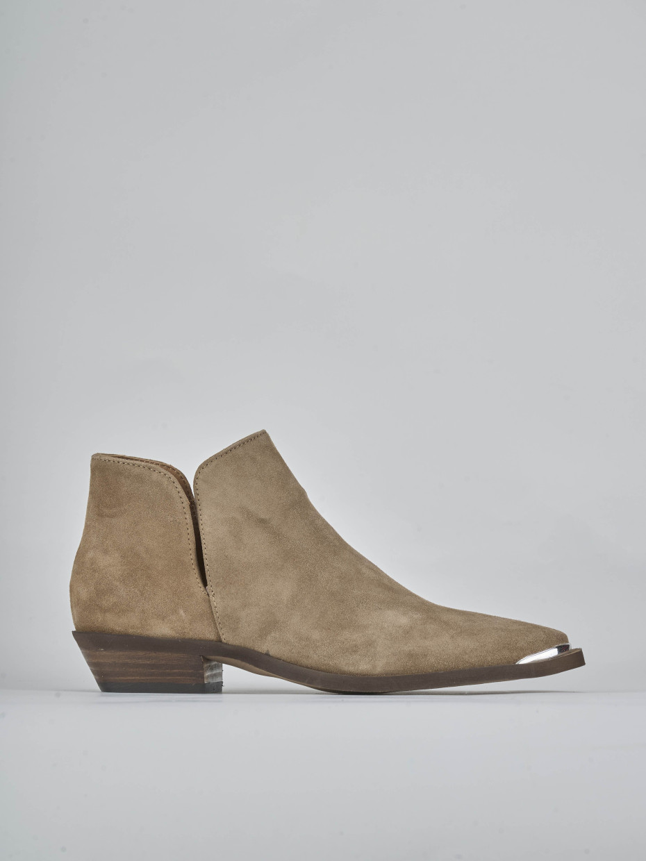 Botines de tacón bajo tacón 3 cm marrón ante