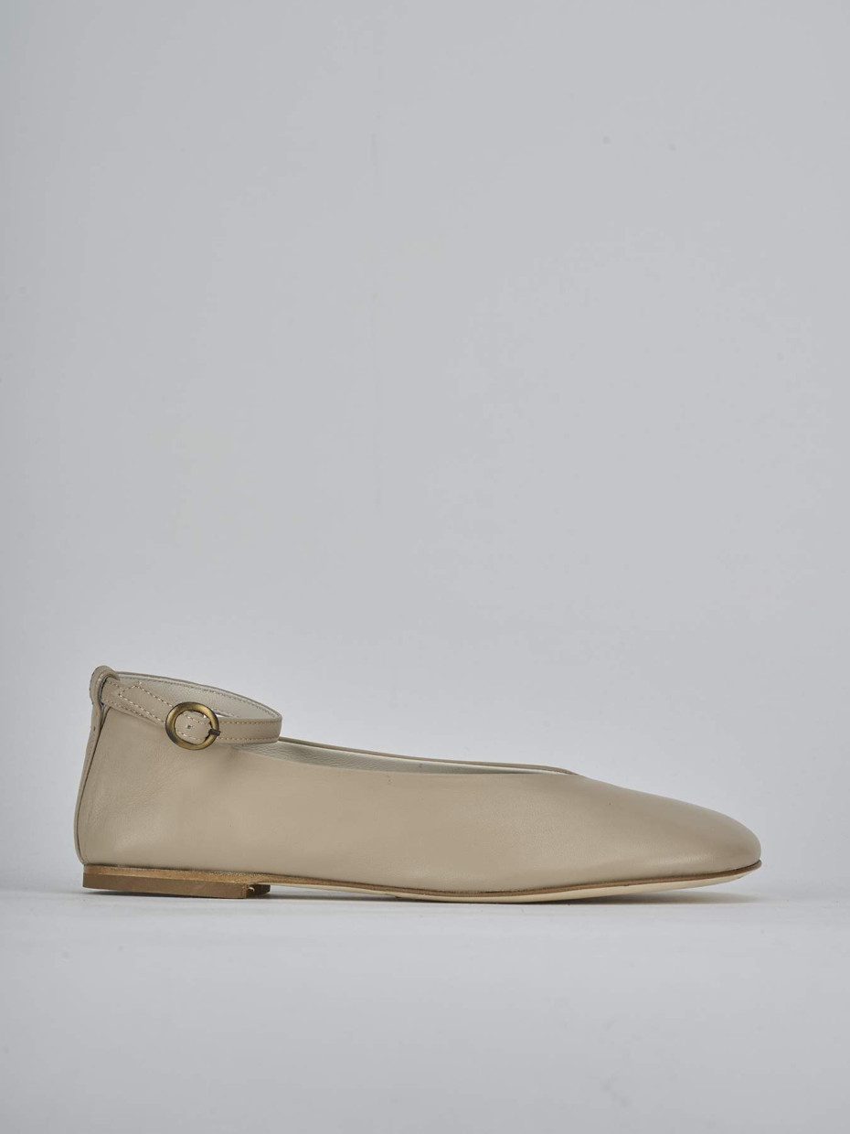 Bailarinas tacón 1 cm beis cuero