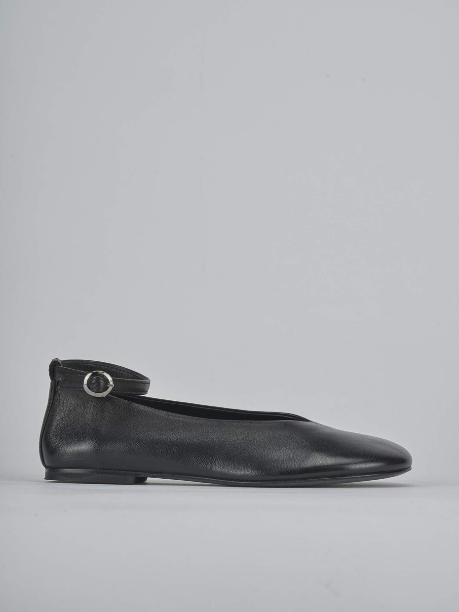 Bailarinas tacón 1 cm negro cuero