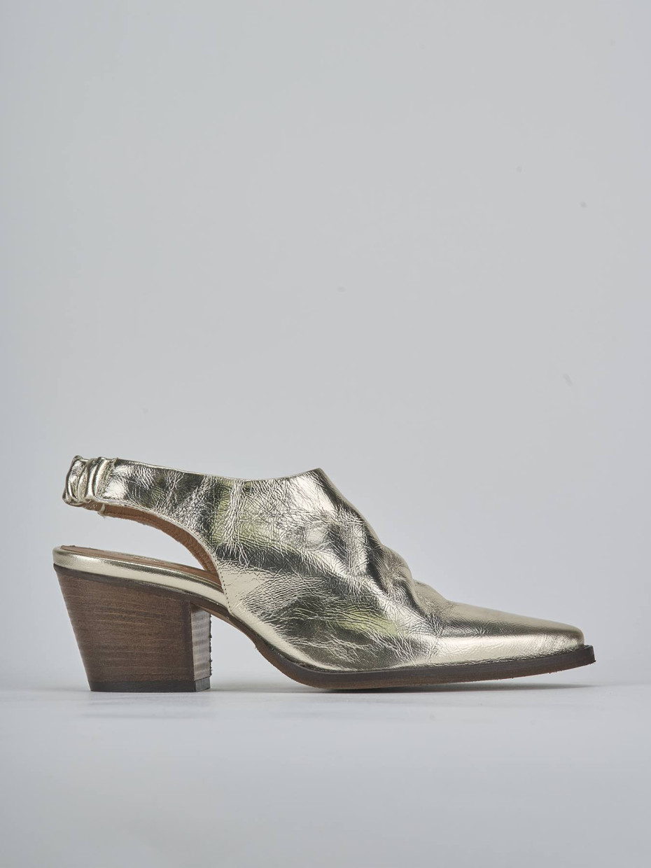 Botines de tacón alto tacón 6 cm oro laminado