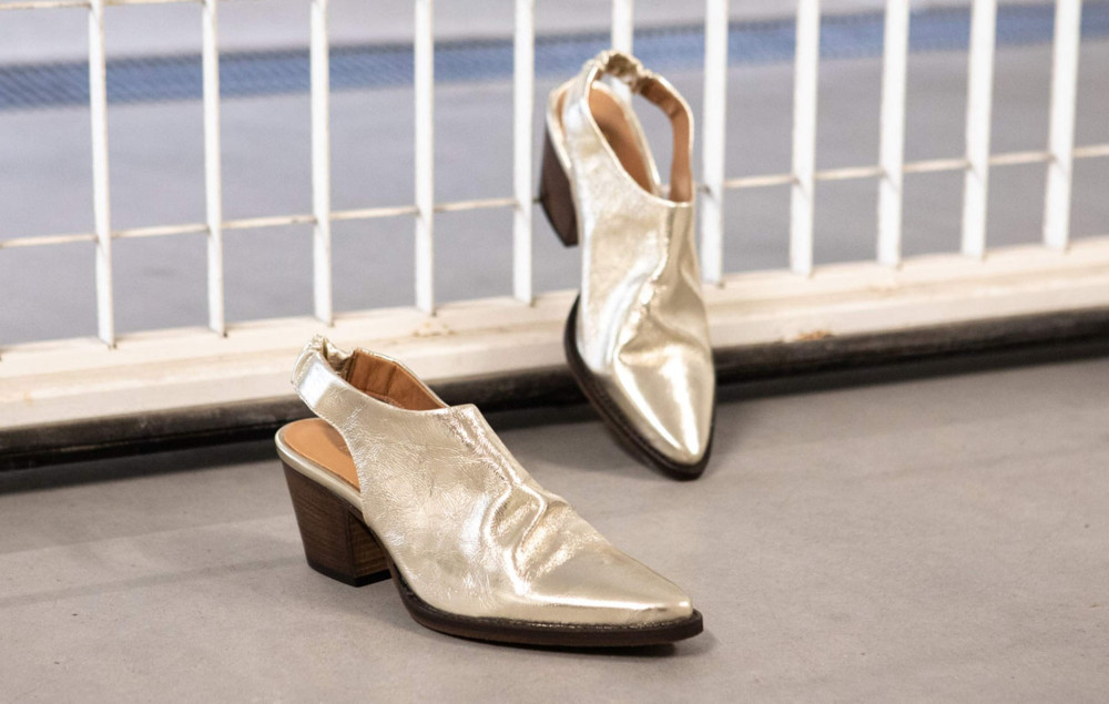 Botines de tacón alto tacón 6 cm oro laminado