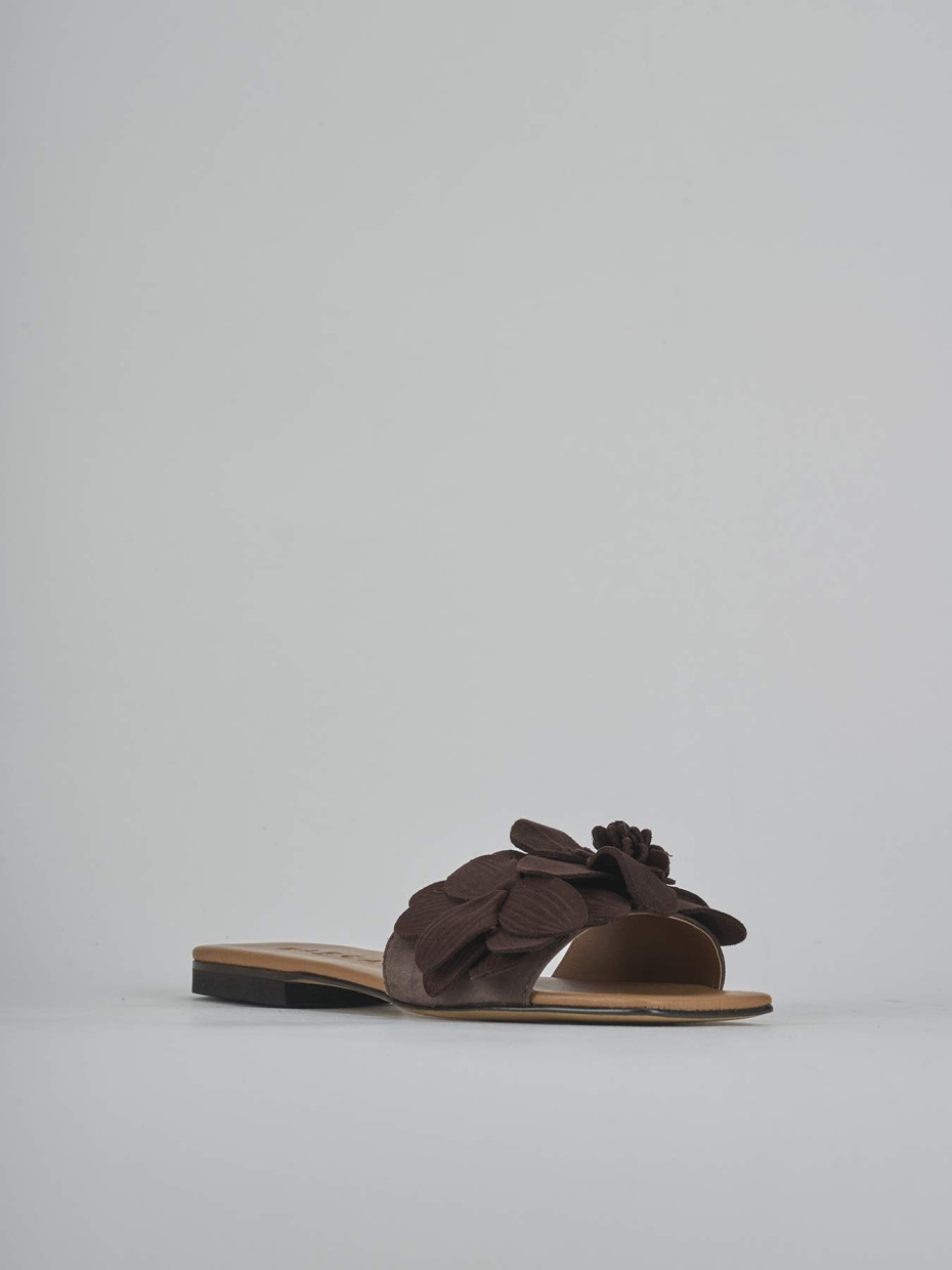 Mules tacón 1 cm marrón oscuro ante