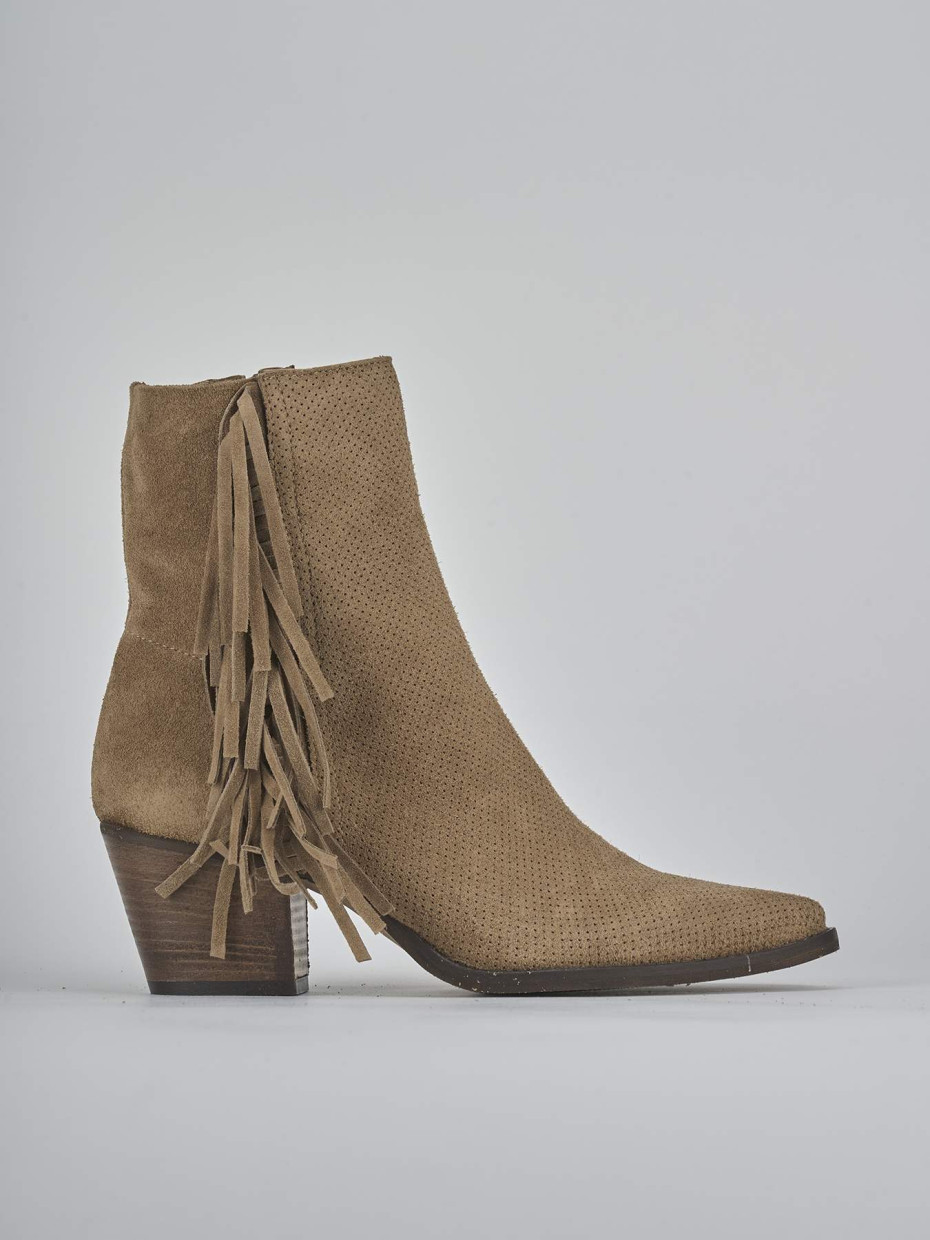 Stivaletti tacco 6cm camoscio marrone