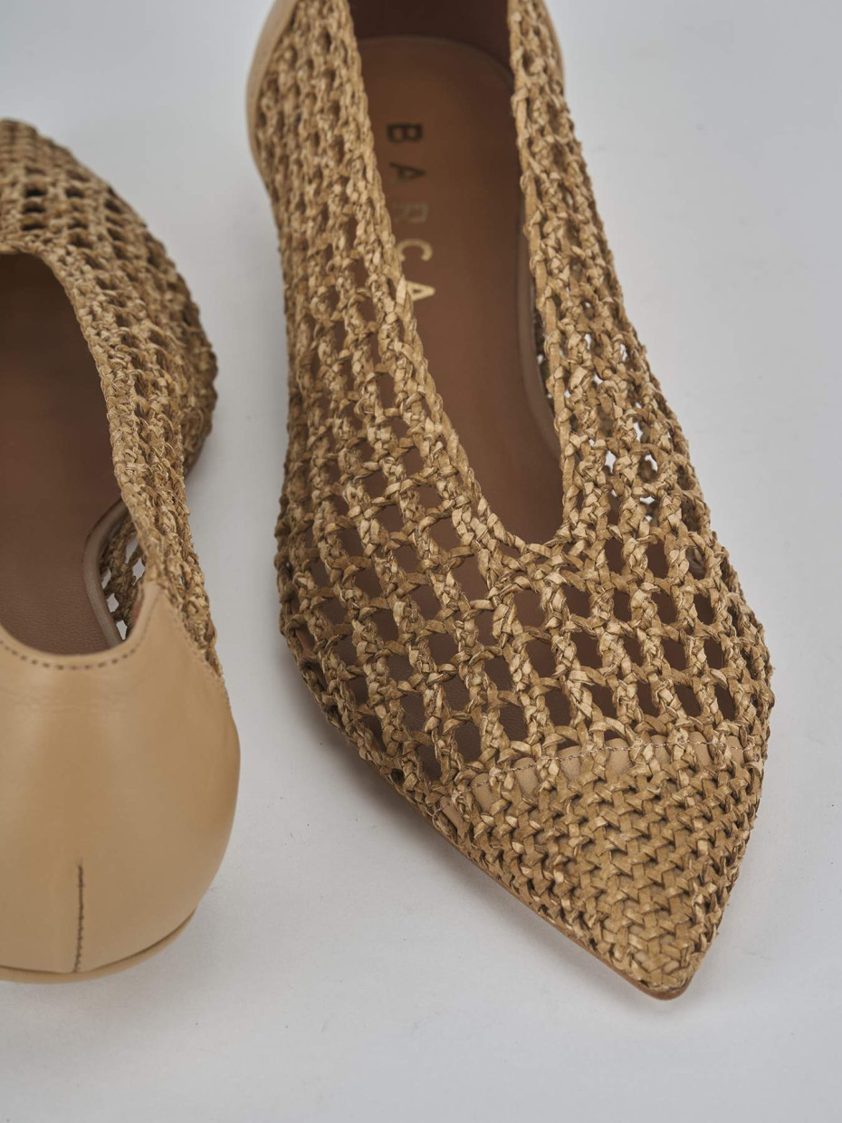 Bailarinas tacón 1 cm beis cuero