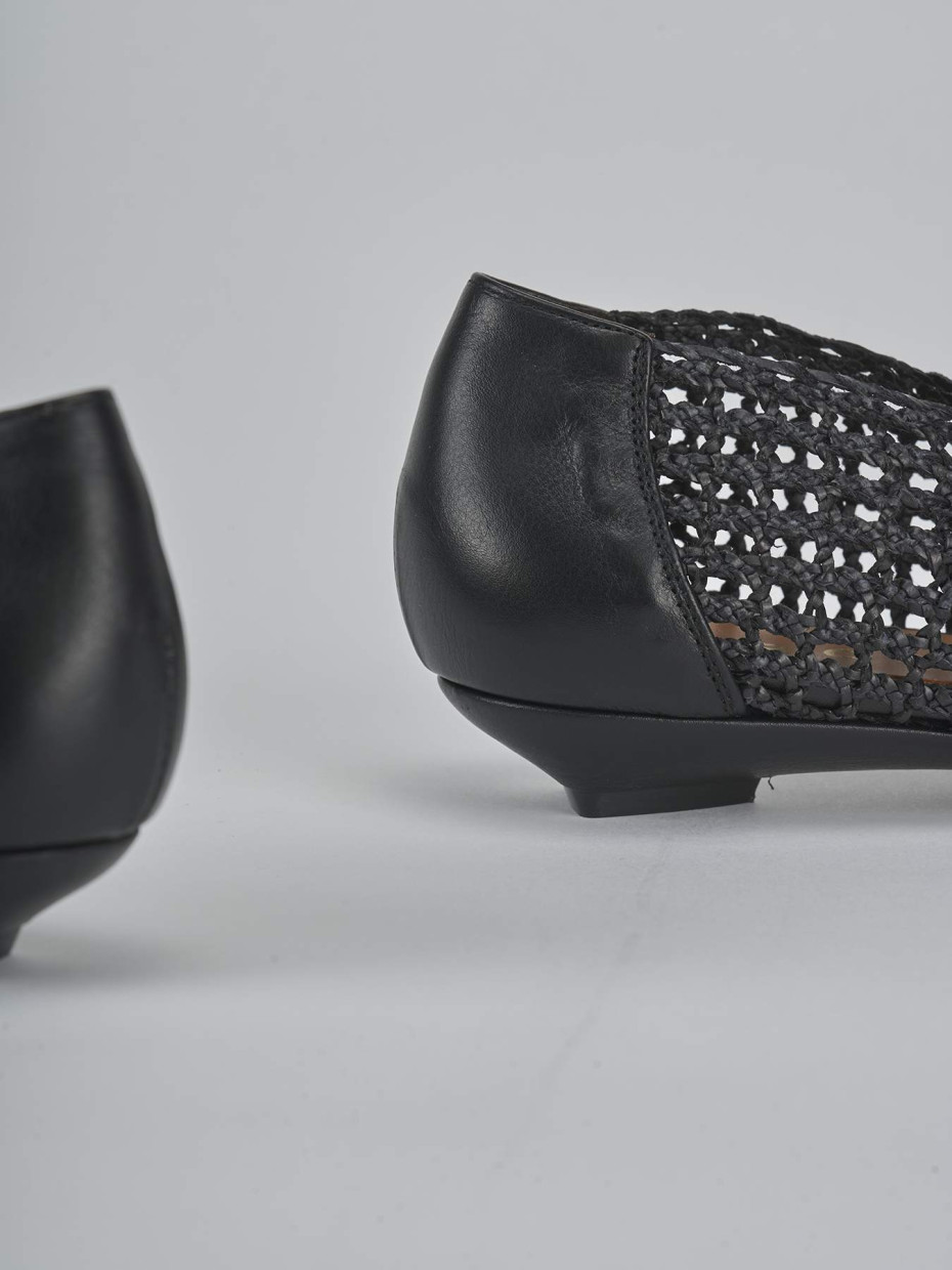 Bailarinas tacón 1 cm negro cuero