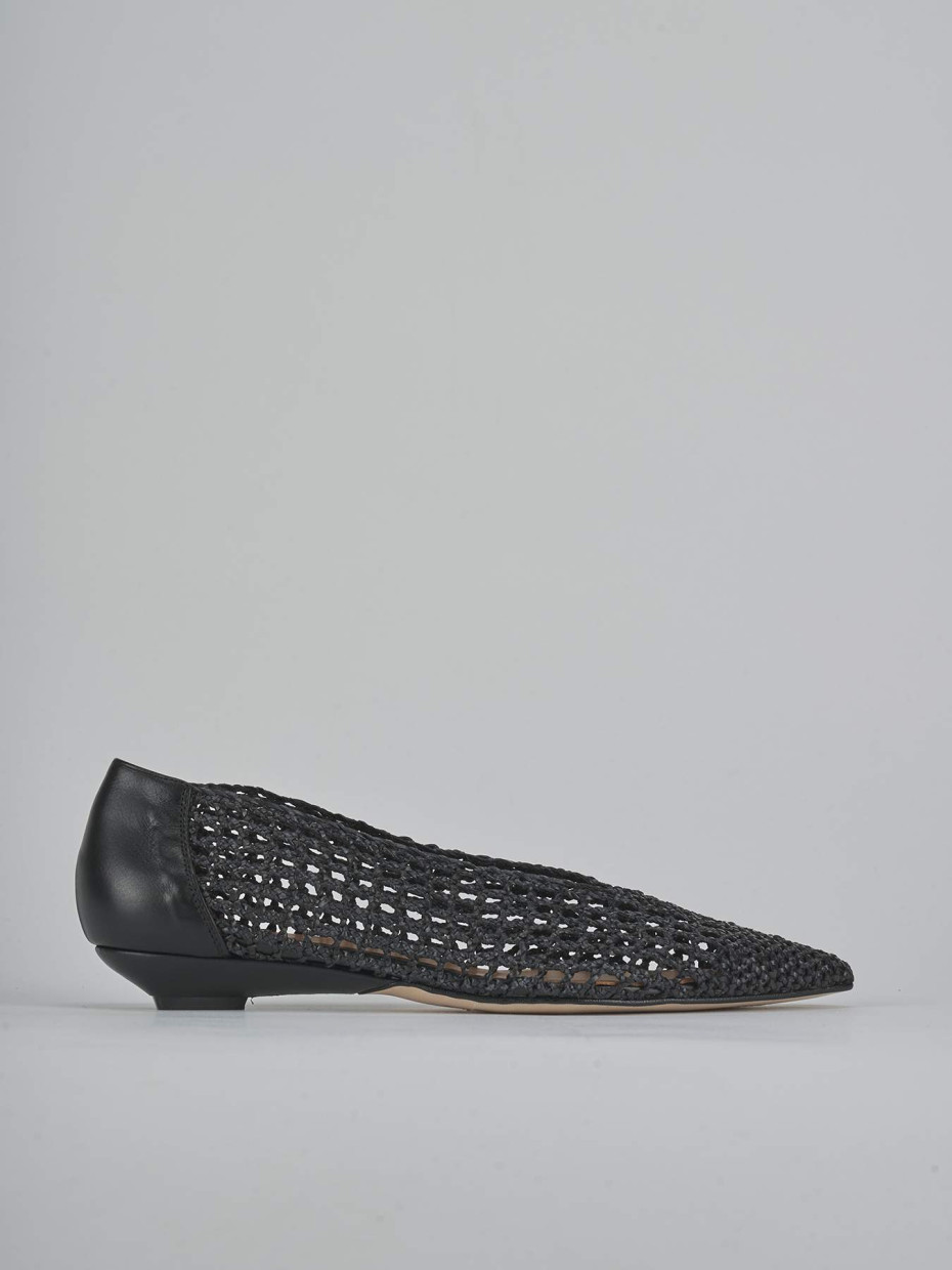 Bailarinas tacón 1 cm negro cuero