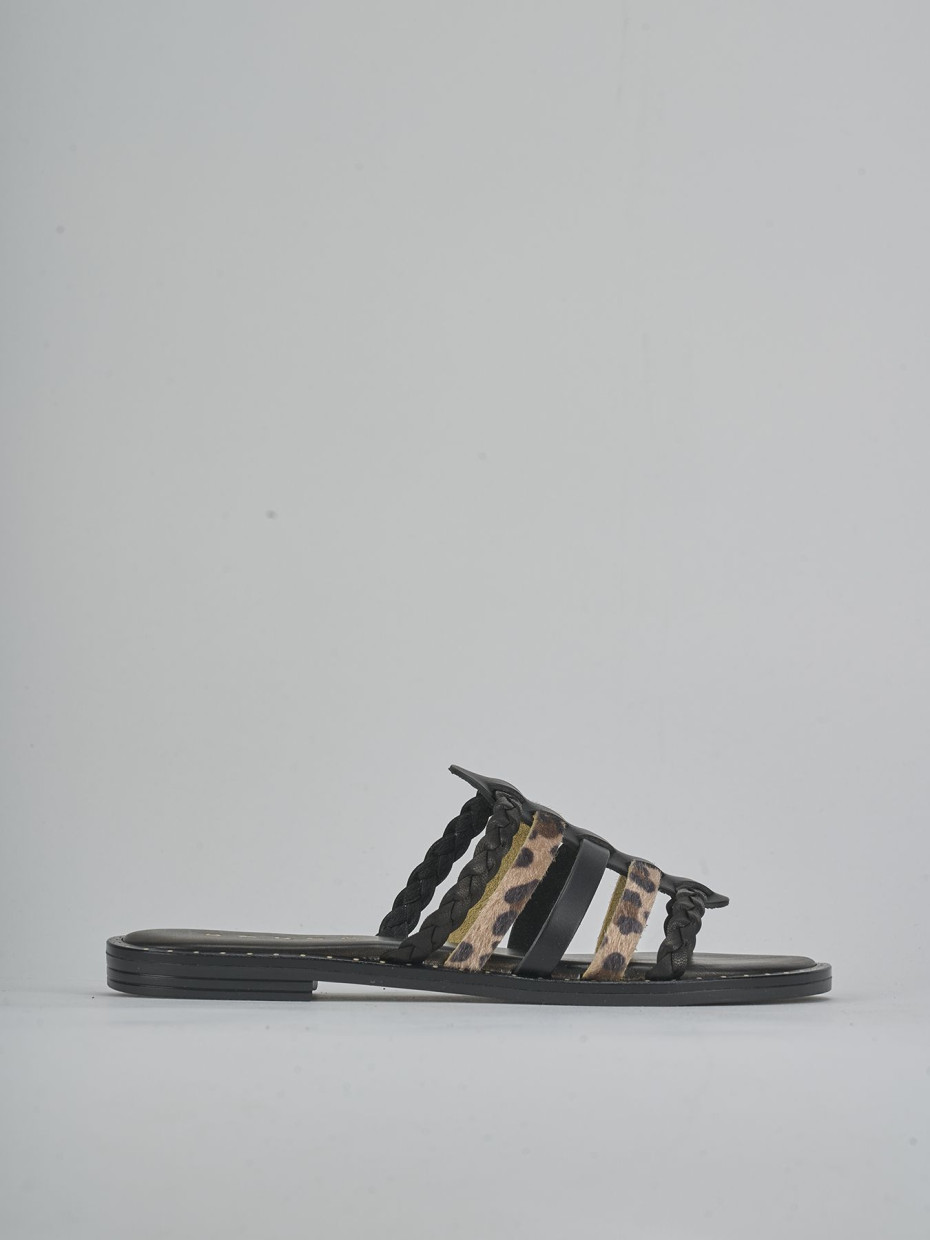 Mules tacón 1 cm negro cuero