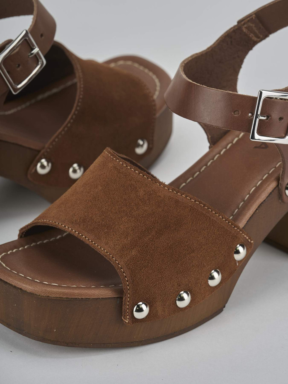 Sandali tacco 8cm camoscio marrone