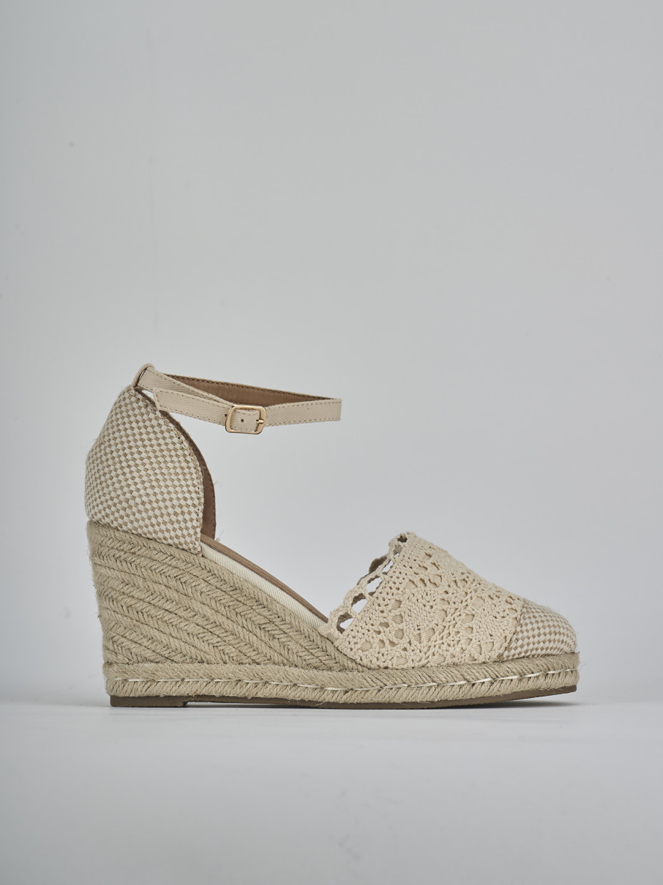 Alpargatas tacón 9 cm beis cuero