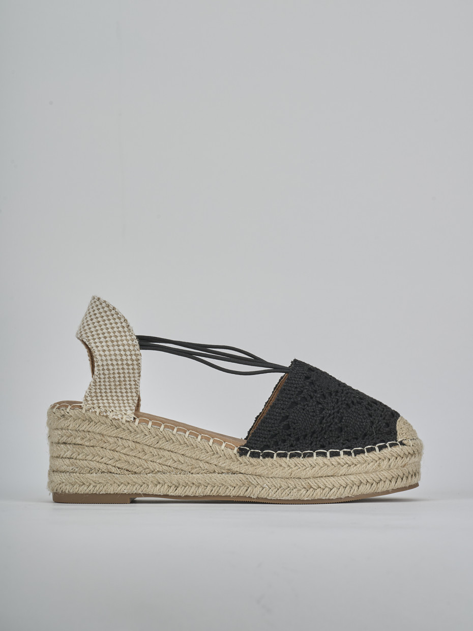 Alpargatas tacón 6 cm negro ante sostenible
