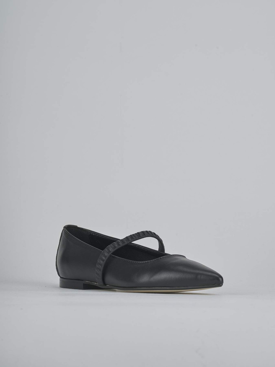 Bailarinas tacón 1 cm negro cuero