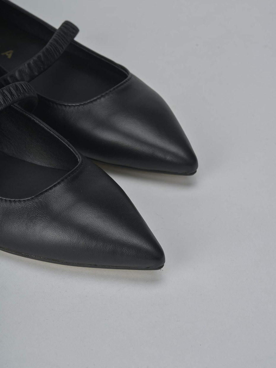 Bailarinas tacón 1 cm negro cuero