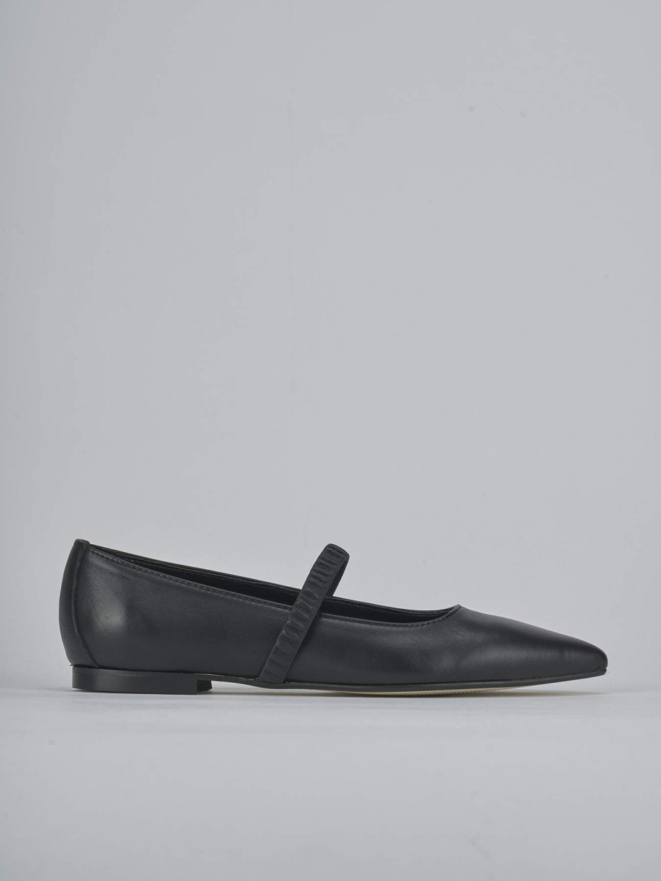 Bailarinas tacón 1 cm negro cuero