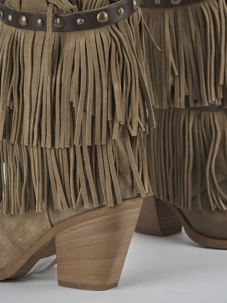 High heel boots heel 7 cm beige suede