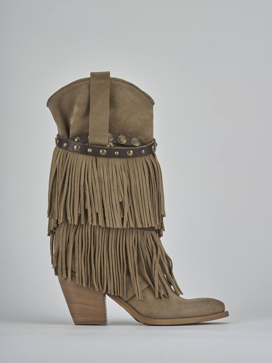 High heel boots heel 7 cm beige suede