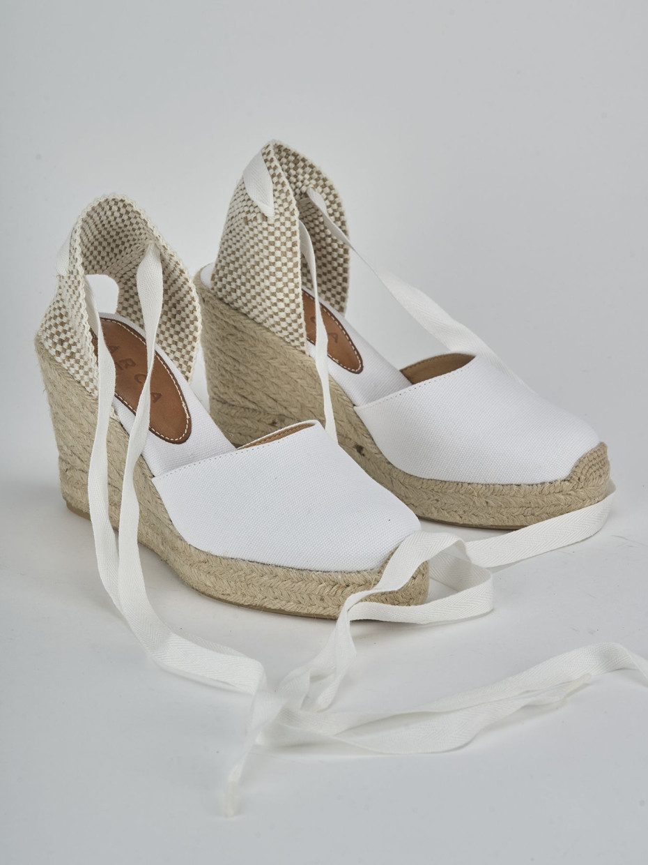 Alpargatas tacón 9 cm blanco tejido