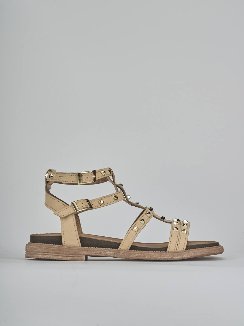 Sandali tacco 2cm pelle beige