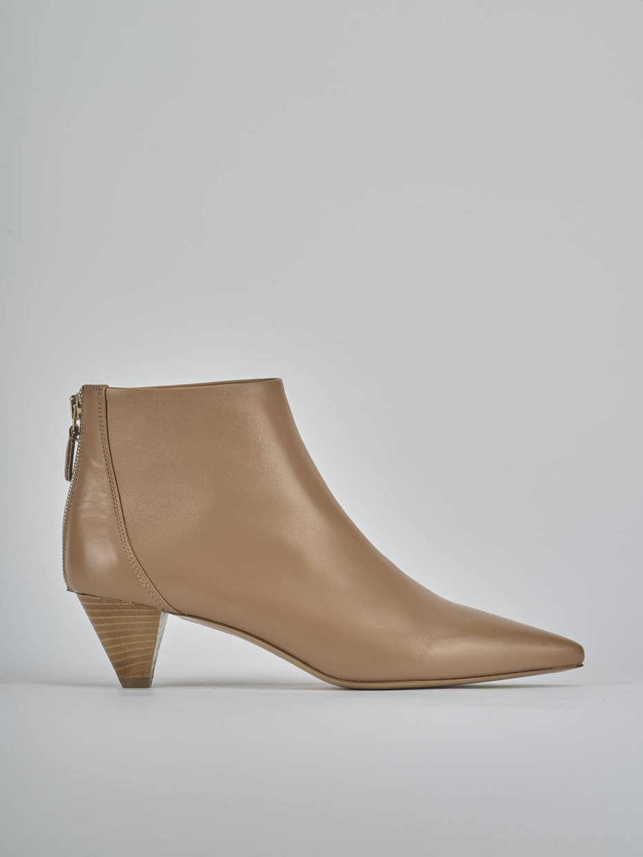 Botines de tacón alto tacón 5 cm marrón cuero