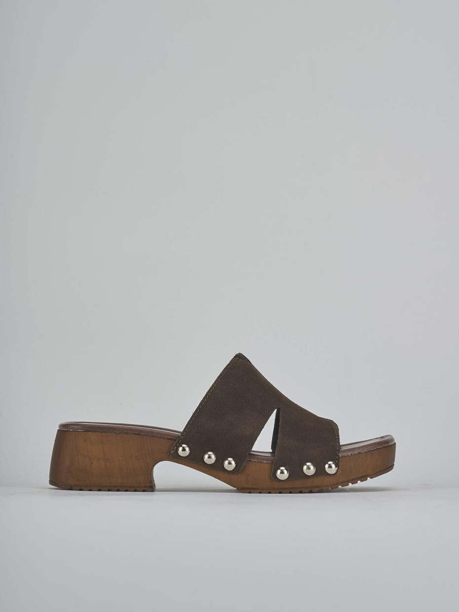 Mules tacón 3 cm marrón oscuro ante