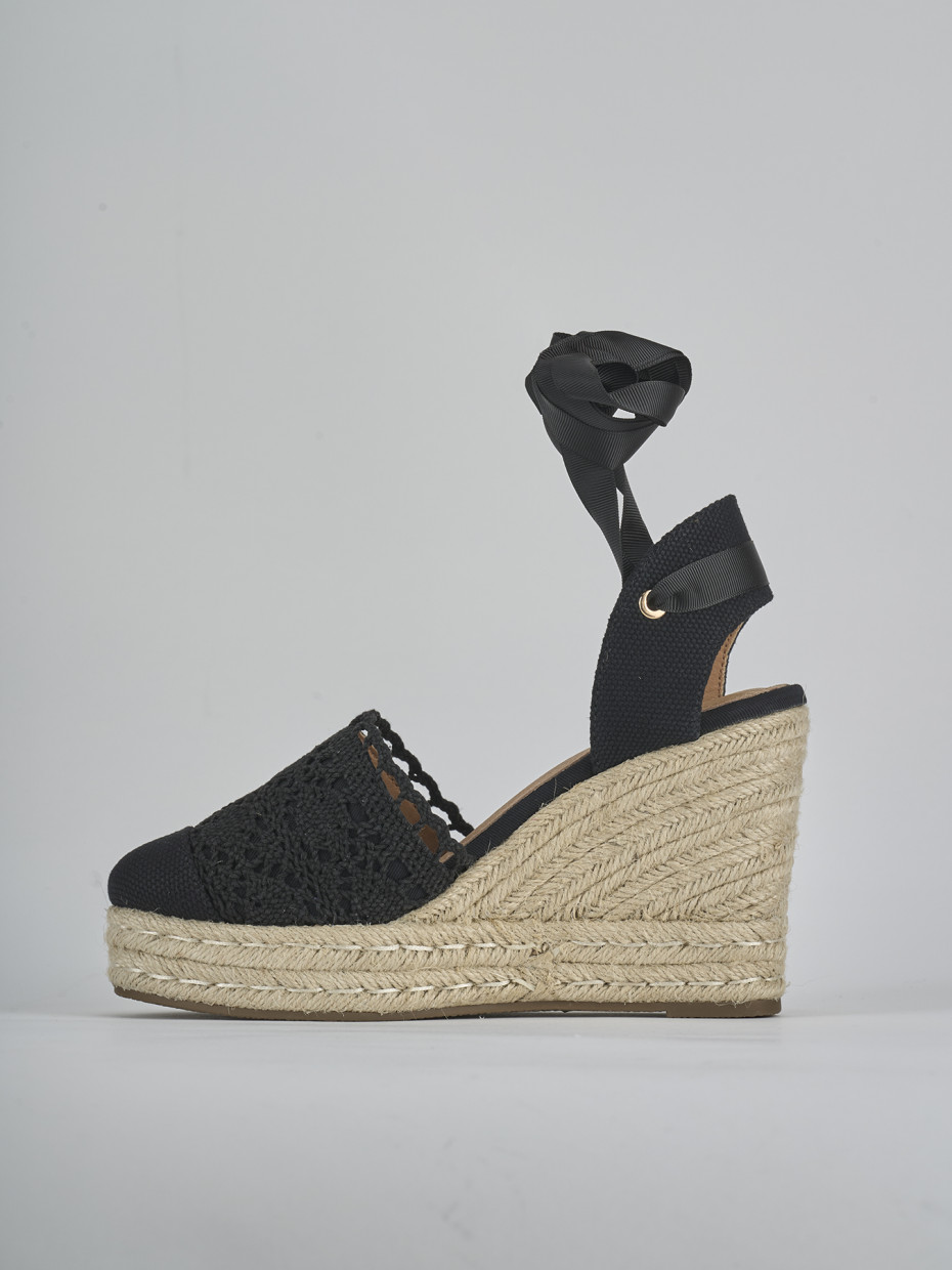 Alpargatas tacón 11 cm negro ante sostenible