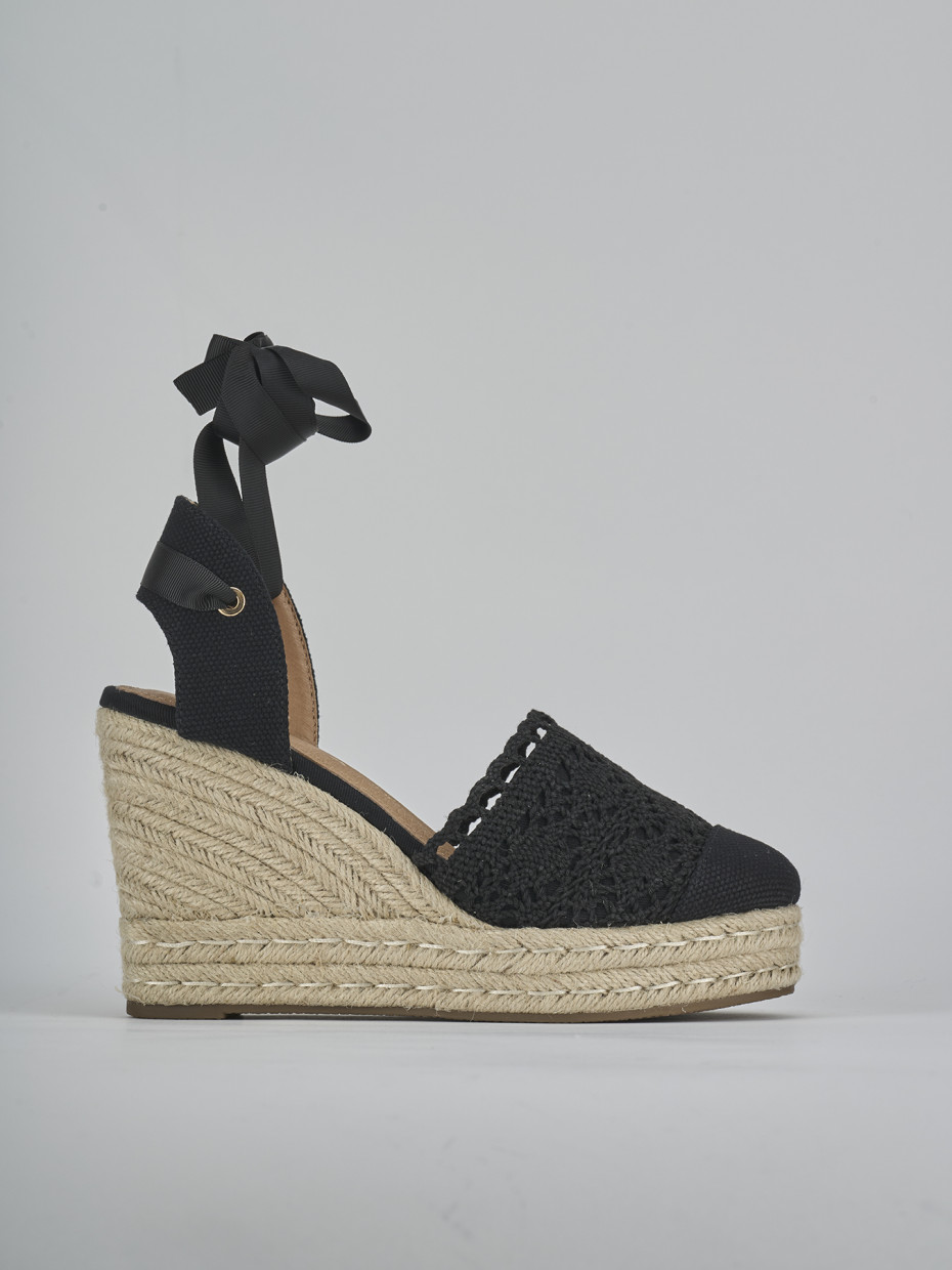 Alpargatas tacón 11 cm negro ante sostenible