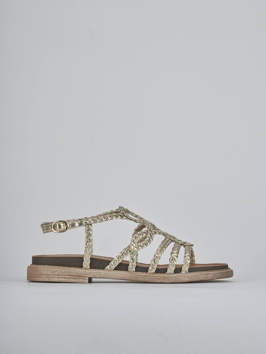 Sandalias de tacón bajo tacón 2 cm oro cuero