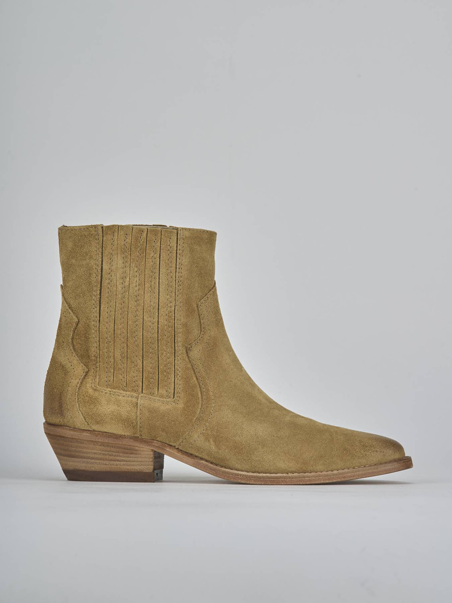 Botines de tacón bajo tacón 4 cm marrón ante