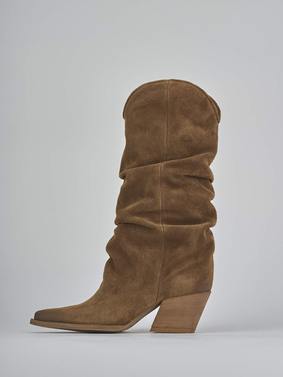 High heel boots heel 6 cm brown suede