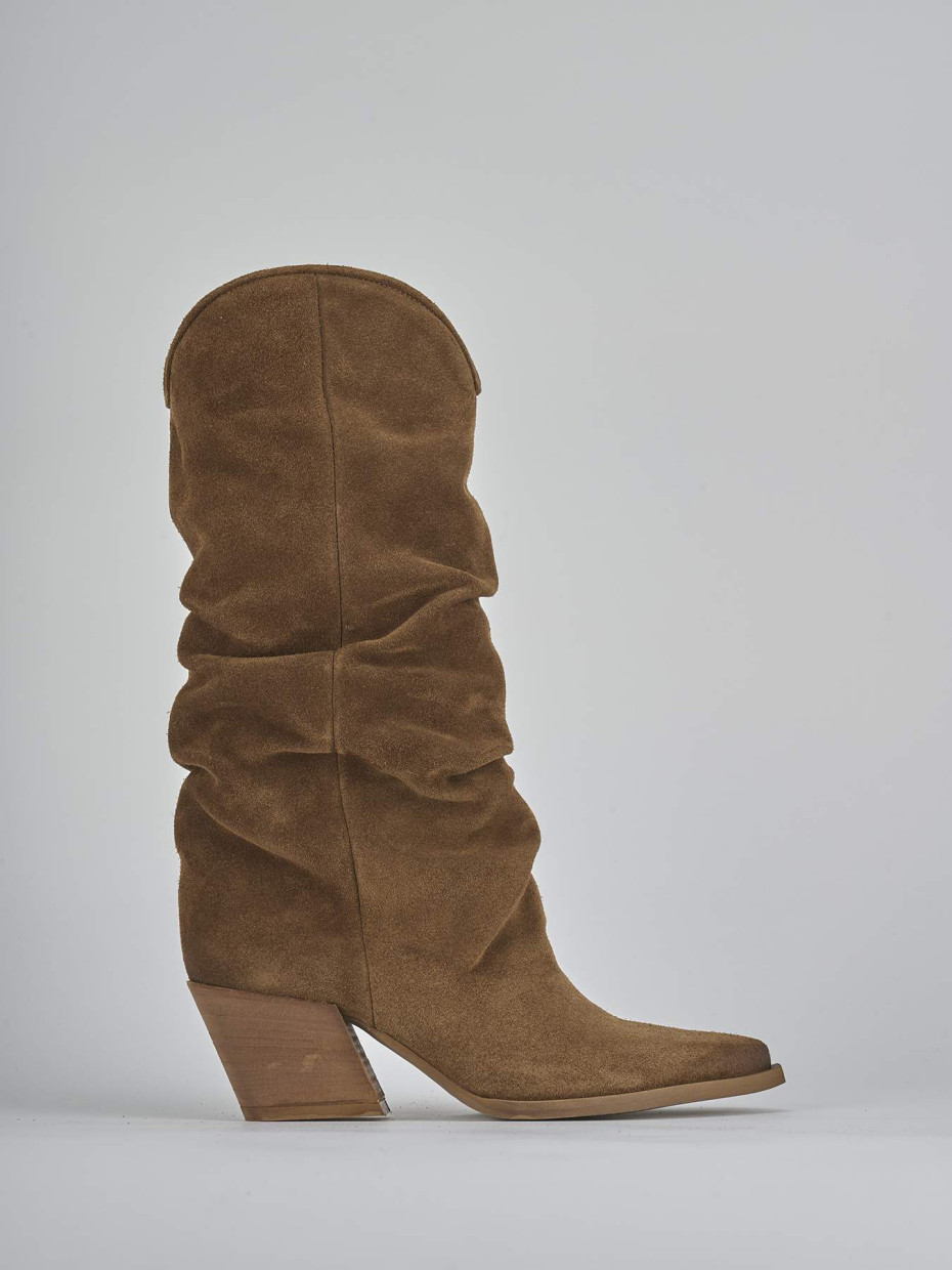 High heel boots heel 6 cm brown suede