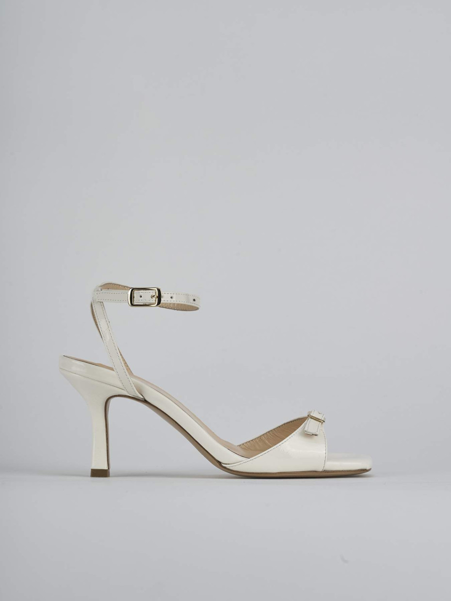 Sandalias de tacón alto tacón 7 cm blanco charol