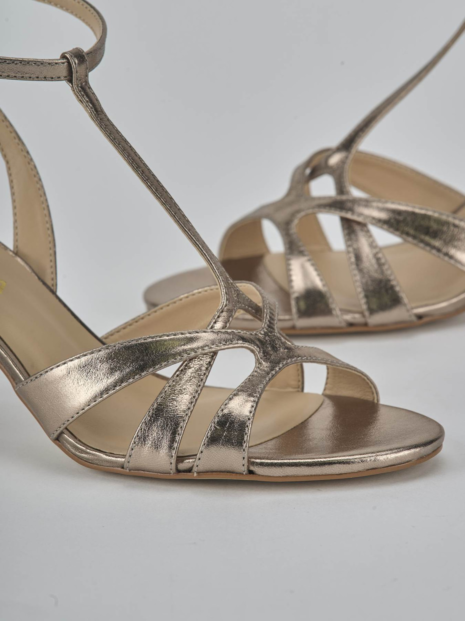Sandalias de tacón alto tacón 6 cm plata laminado