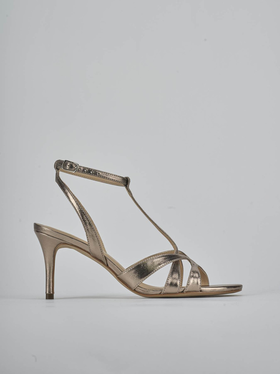 Sandalias de tacón alto tacón 6 cm plata laminado