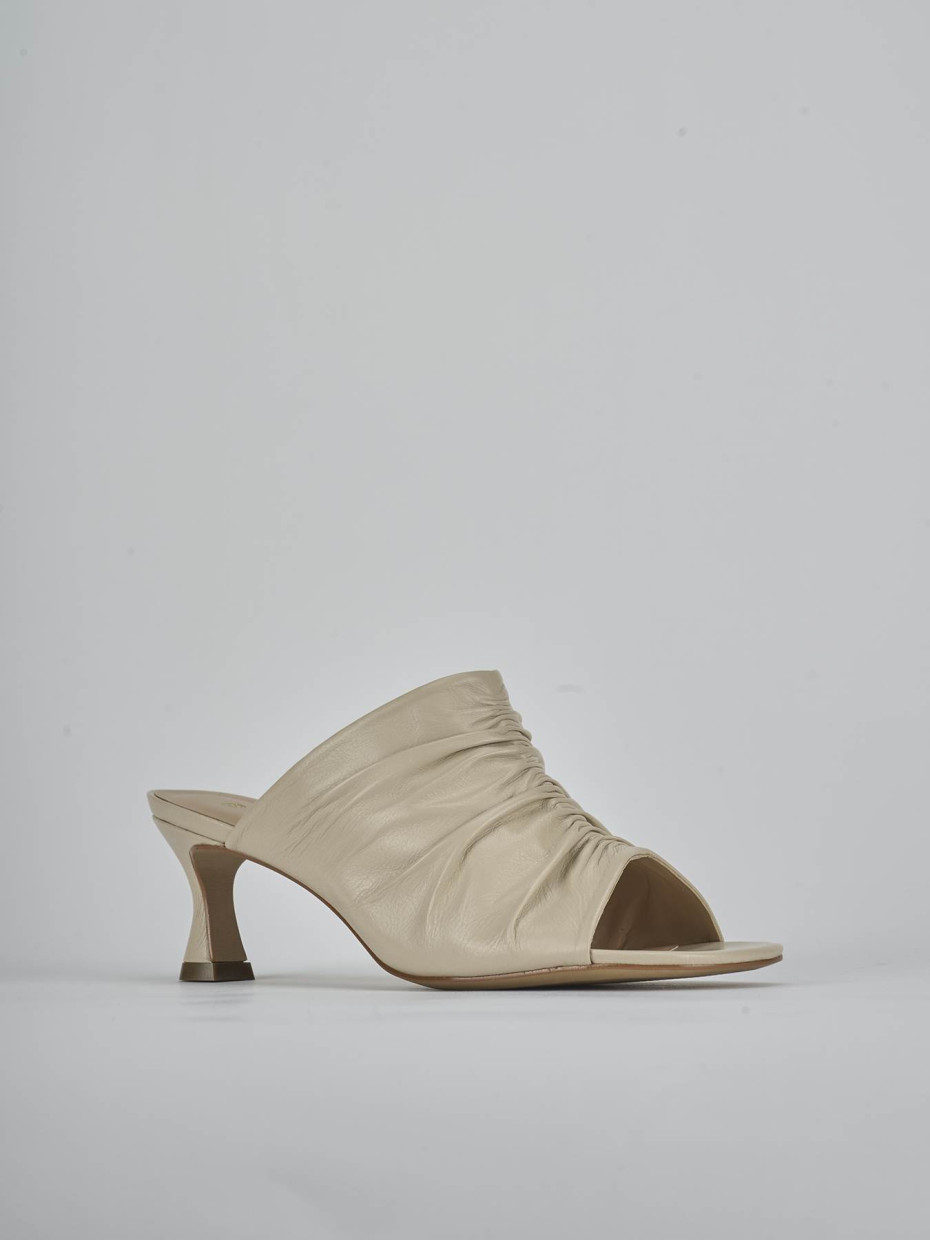Mules tacón 6 cm blanco cuero