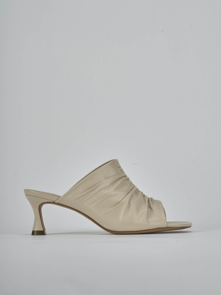 Mules tacón 6 cm blanco cuero