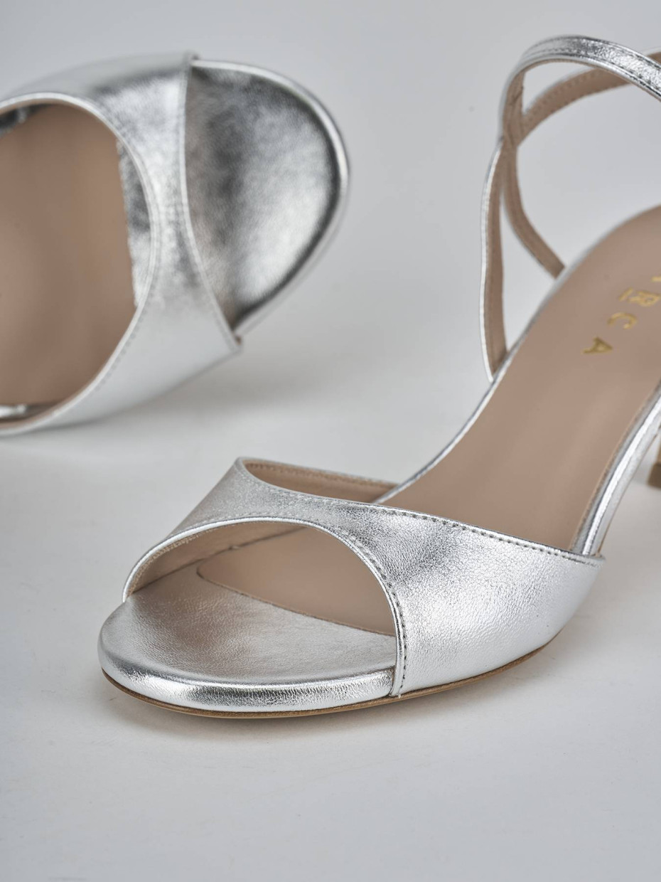 Sandalias de tacón alto tacón 5 cm plata laminado