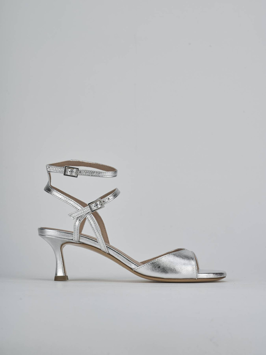 Sandalias de tacón alto tacón 5 cm plata laminado
