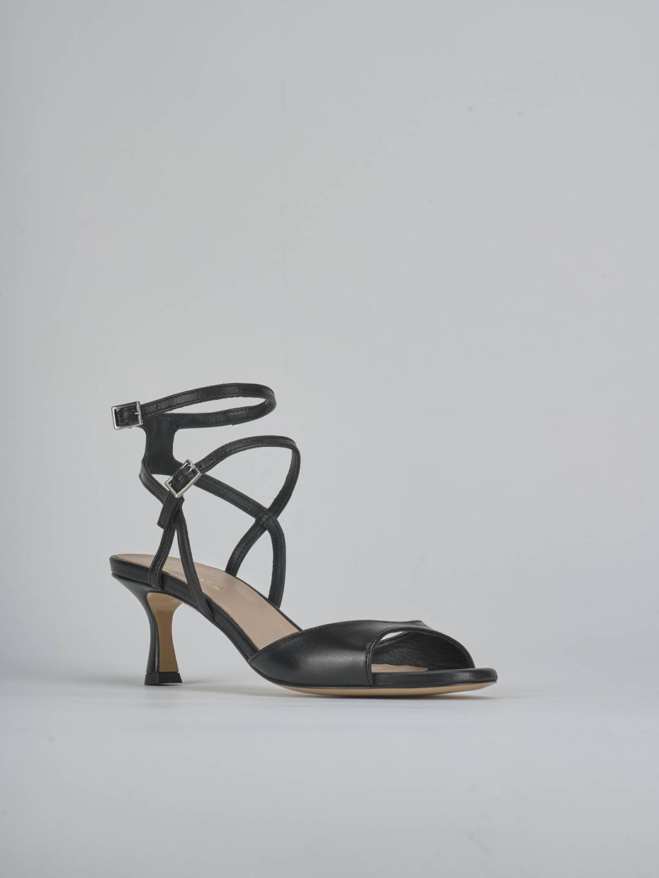 High heel sandals heel 5 cm black leather