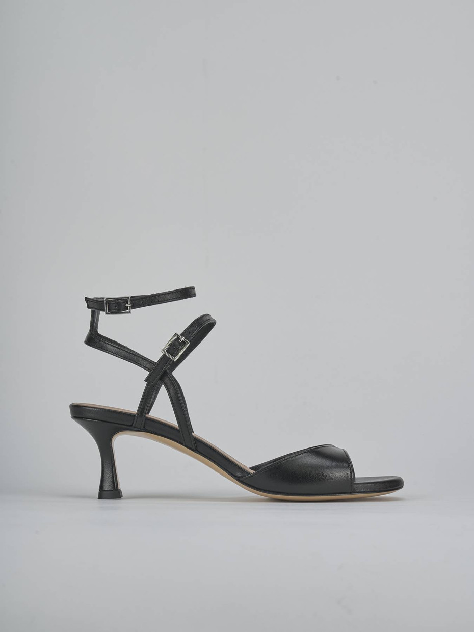 High heel sandals heel 5 cm black leather