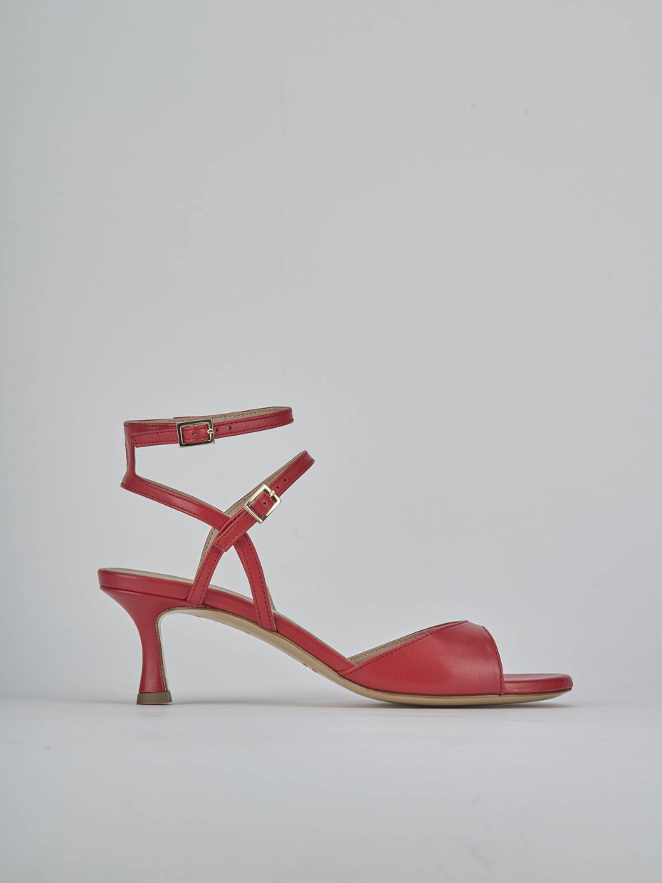 Sandali tacco 5cm pelle rosso